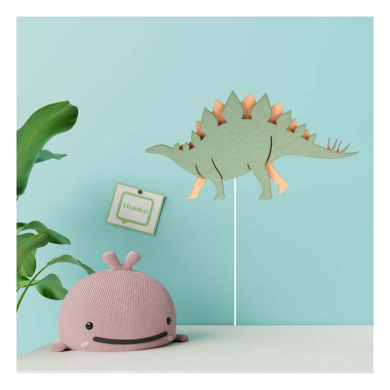 Load image into Gallery viewer, Van tjalle en jasper - dino wandlamp stegosaurus - hout