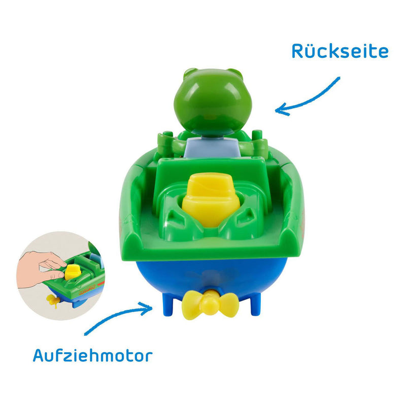 Afbeelding laden in galerijviewer, Aquaplay - waterbaanaccessoire - sportboot met kikker - badspeelgoed - groen