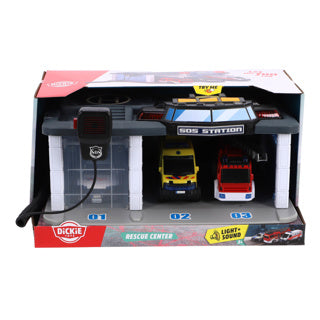 Afbeelding laden in galerijviewer, Dickie toys sos - rescue center nederlandse reddingsdiensten - politie - brandweer - ambulance - vanaf 3 jaar - speelgoedgarage