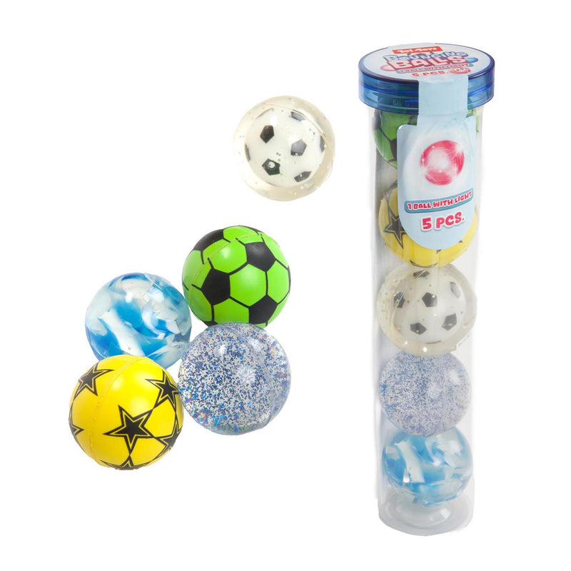 Laden Sie das Bild in Galerie -Viewer, Toi-toys fun stuiterballen in koker 5 stuks (1 met licht) 4 assorti