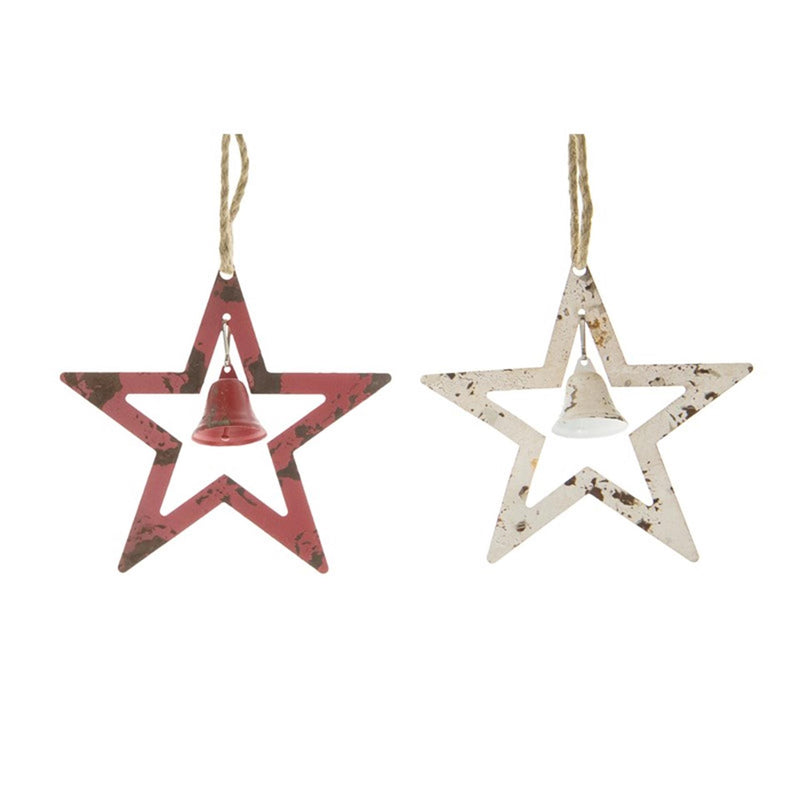 Afbeelding laden in galerijviewer, Naturel collections dijk natural collections hanger ster met bel metaal 21x5x21cm