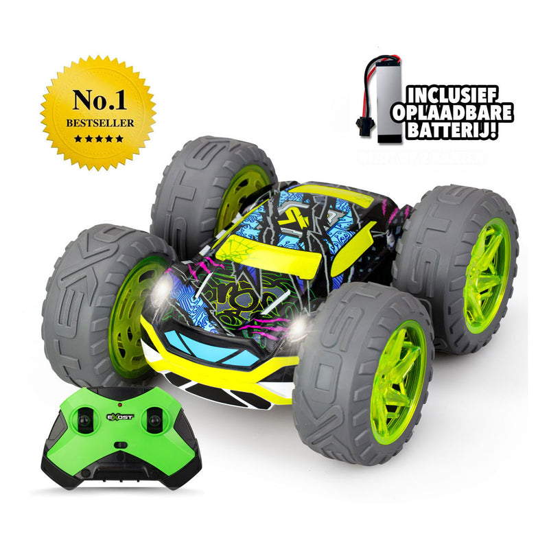 Afbeelding laden in galerijviewer, Exost rc 360 cross flash stuntauto groen 1:18 - flashing wheels - incl. oplaadbare batterij - rc auto