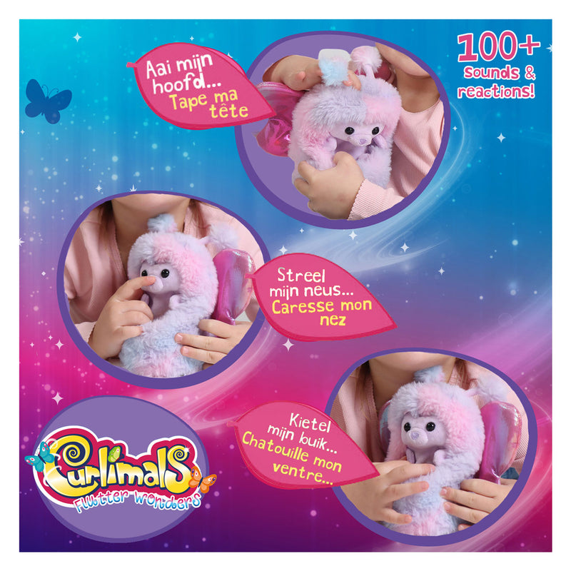 Load image into Gallery viewer, Curlimals Flutter Wonders Pink Interactieve Knuffel