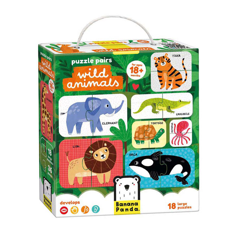Load image into Gallery viewer, Banana panda - puzzelparen wilde dieren - 18dlg.