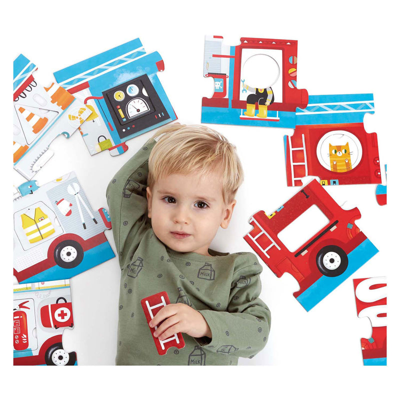 Load image into Gallery viewer, Banana panda - maak de puzzel passend brandweerwagen - 23st.