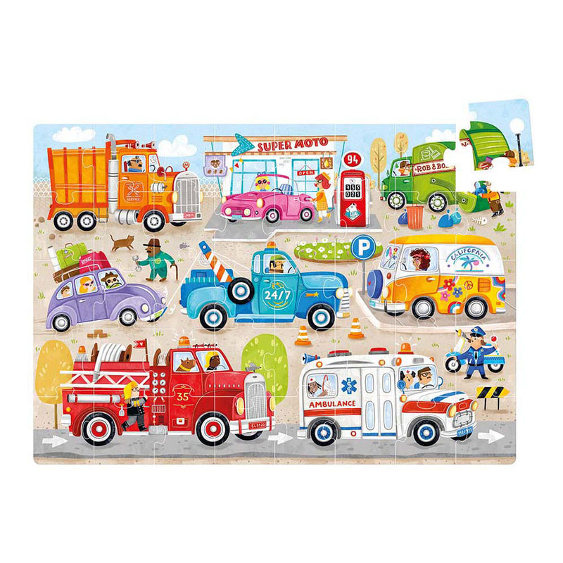 Afbeelding laden in galerijviewer, Banana panda puzzel auto's - educatief speelgoed karton 40 stukjes.
