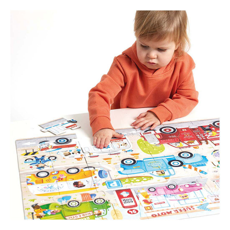 Afbeelding laden in galerijviewer, Banana panda puzzel auto's - educatief speelgoed karton 40 stukjes.
