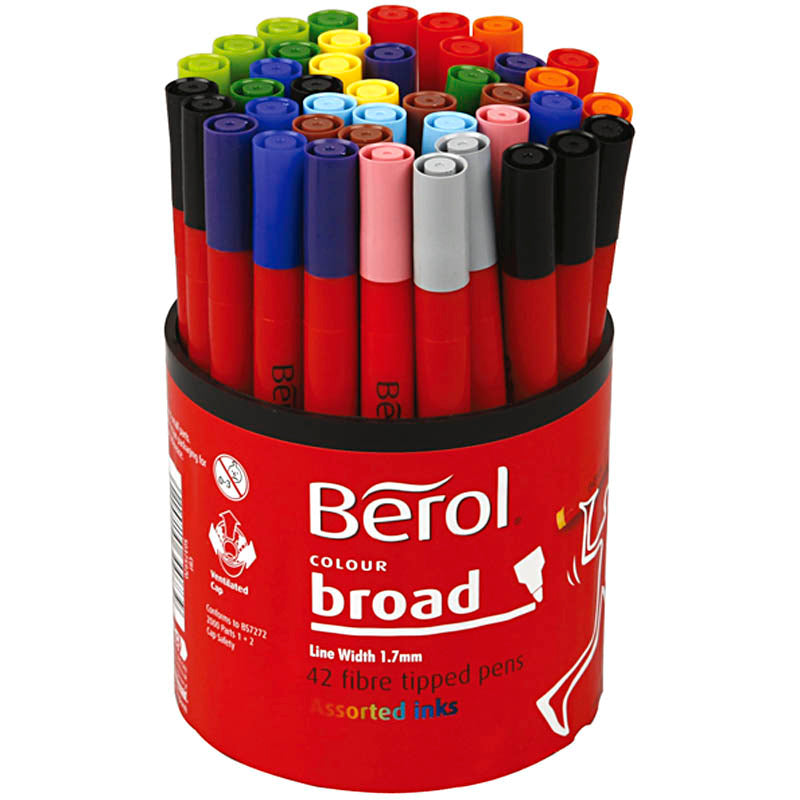 Afbeelding laden in galerijviewer, Https: www.cchobby.nl berol-stift-d-10-mm-lijndikte-1-1-7-mm-diverse-kleuren-42-stuk-1-doosje