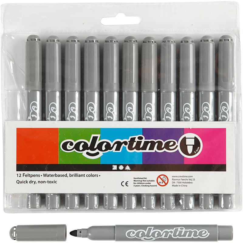 Load image into Gallery viewer, Creativ company https: www.cchobby.nl colortime-stiften-lijndikte-5-mm-grijs-12-stuk-1-doos