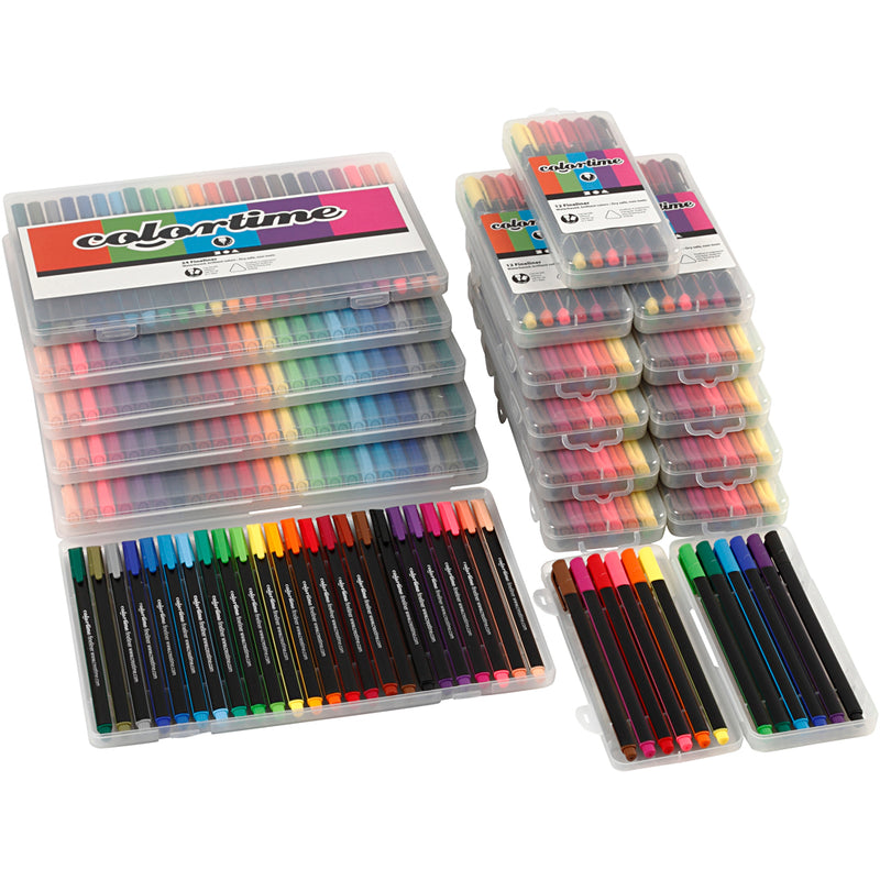 Load image into Gallery viewer, Creativ company https: www.cchobby.nl colortime-fineliners-lijndikte-0-6-0-7-mm-diverse-kleuren-18-doos-1-doos
