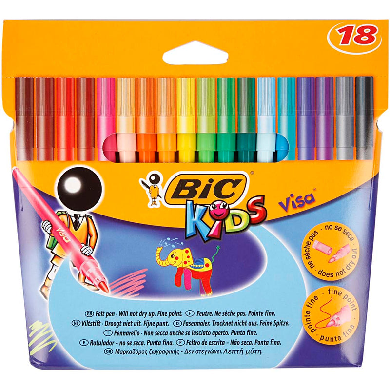Afbeelding laden in galerijviewer, Viltstiften bic visa kids kleurenassortiment 18st