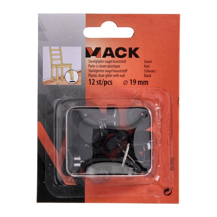 Afbeelding laden in galerijviewer, Mack 1066768 - stoelglijder nagel kunststof zwart ø 19 mm 12 st pcs | 6 stuks