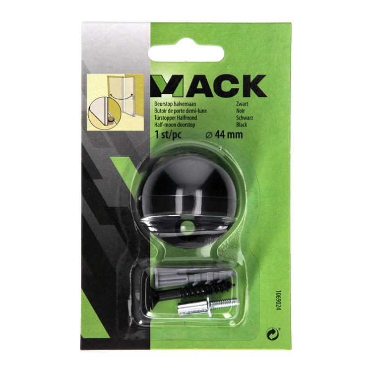 Chargez l'image dans la visionneuse de la galerie, Mack 1069024 - deurstop halvemaan zwart ø 44 mm 1 st pc | 6 stuks