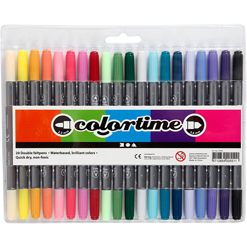 Load image into Gallery viewer, Creativ company https: www.cchobby.nl colortime-dubbelstift-lijndikte-2-3-3-6-mm-extra-kleuren-20-stuk-1-doos