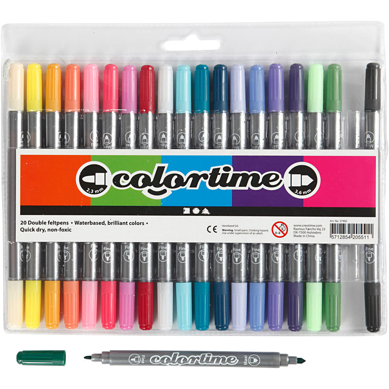 Load image into Gallery viewer, Creativ company https: www.cchobby.nl colortime-dubbelstift-lijndikte-2-3-3-6-mm-extra-kleuren-20-stuk-1-doos