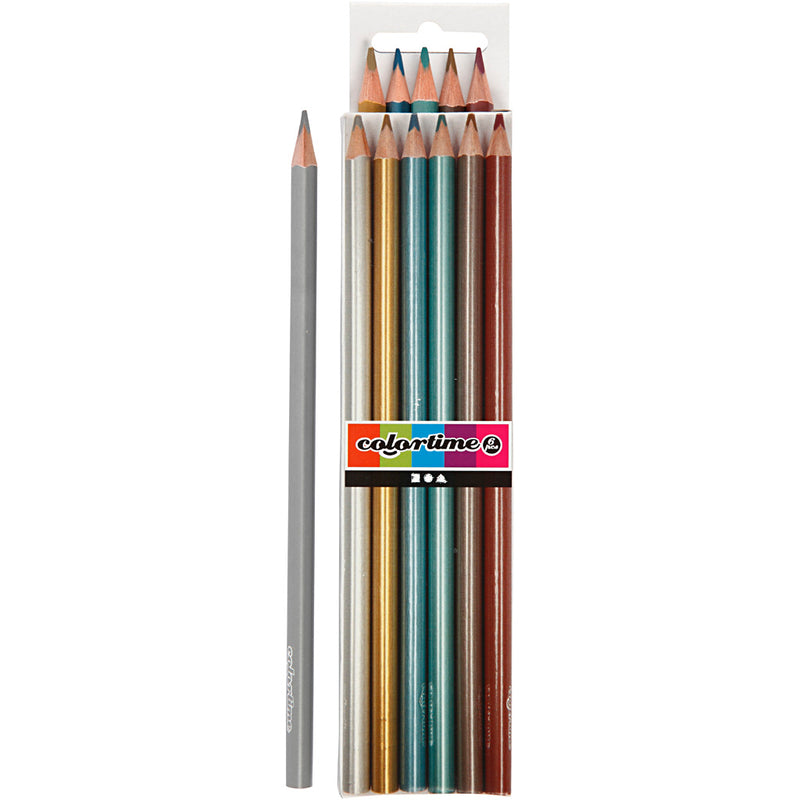 Laden Sie das Bild in Galerie -Viewer, Https: www.cchobby.nl colortime-kleurpotloden-l-17-45-cm-vulling-3-mm-metallic-kleuren-6-stuk-1-doos
