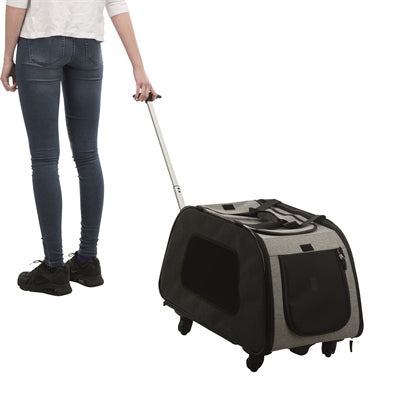 Load image into Gallery viewer, Trixie reismand trolley zwart lichtgrijs