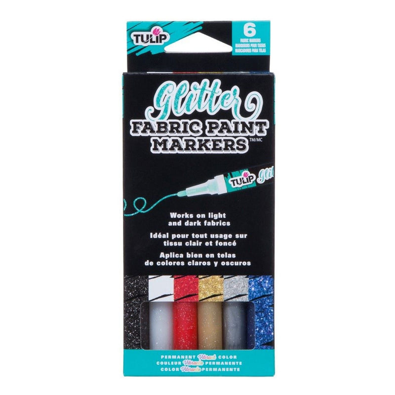 Load image into Gallery viewer, Tulip • textielstiften dekkend glitter 6st.
