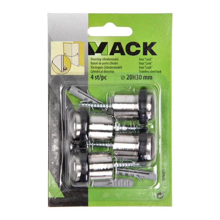 ギャラリービューアに画像をロードする, Mack 1069045 - deurstop cilindermodel inox look ø 20h30 mm 4 st pc | 6 stuks