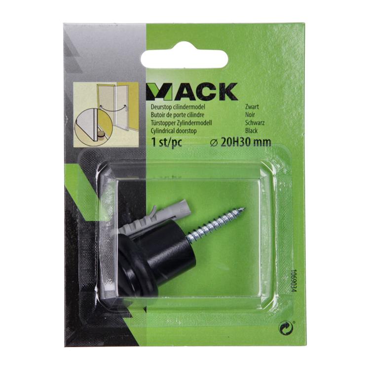 Laden Sie das Bild in Galerie -Viewer, Mack 1069034 - deurstop cilindermodel zwart ø 20h30 mm 1 st pc | 6 stuks