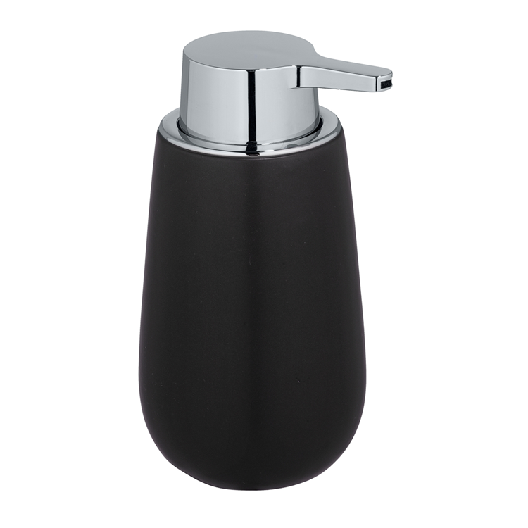 Afbeelding laden in galerijviewer, Wenko zeepdispenser badi zwart mat keramiek 320ml - zeeppompje vrijstaand en navulbaar - badkamer toilet keuken