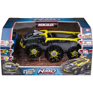 Afbeelding laden in galerijviewer, Nikko rc auto hercules - oplaadbare usb-c bestuurbare auto met accu voor binnen en buiten - voor kinderen vanaf 6 jaar - speciale functie met 6 wielen - stuntauto met 360° rotatie - 30 cm