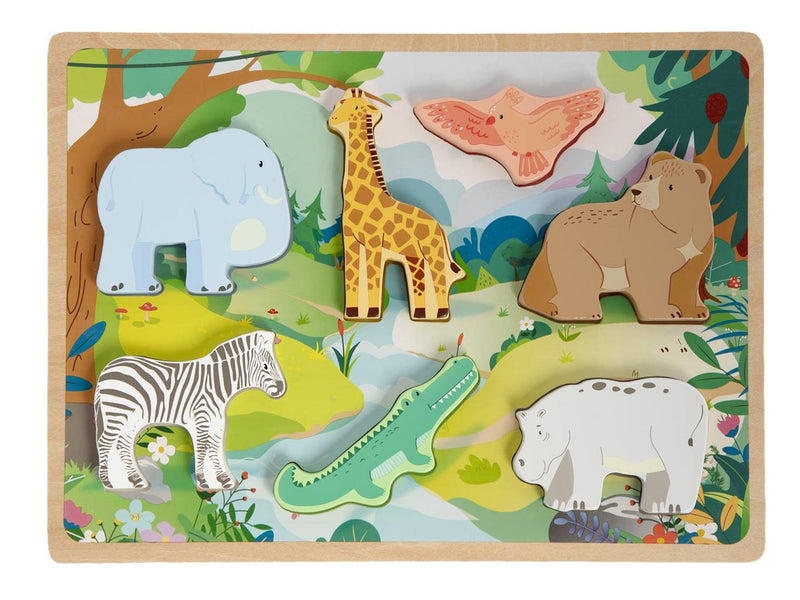 Chargez l'image dans la visionneuse de la galerie, Moxy houten puzzel 3d 29x21cm boederij wilde dieren 2 assorti