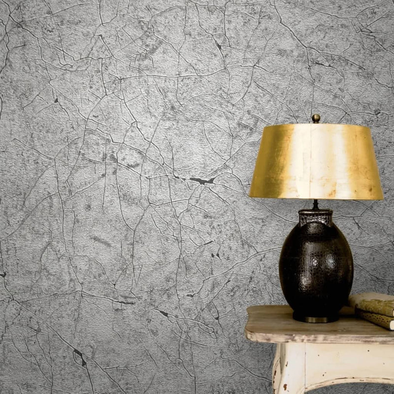 Load image into Gallery viewer, Noordwand Noordwand Behang Vintage Deluxe Stucco Crackle metallic grijs