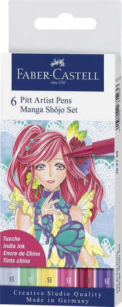 Load image into Gallery viewer, Faber castell fc-167155 tekenstift faber-castell pitt artist pen manga 6-delig etui shôjo