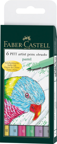 Load image into Gallery viewer, Faber castell fc-167163 tekenstift faber-castell pitt artist pen brush etui a 6 stuks pastel
