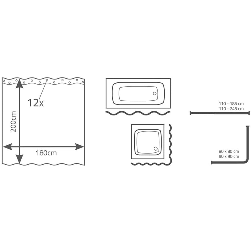 Load image into Gallery viewer, Ridder douchegordijn brilliant 180x200 cm
