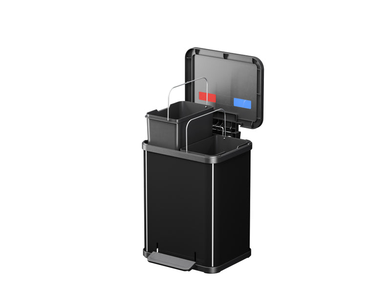 Load image into Gallery viewer, Hailo 0622-260 öko duo plus m pedaalemmer 2x 9l zilver zwart