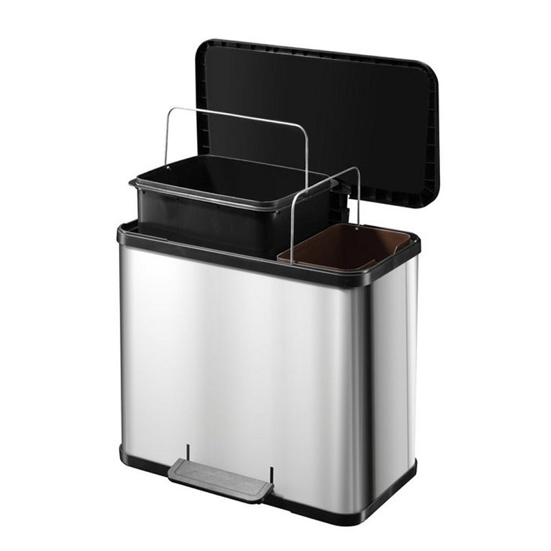 Load image into Gallery viewer, Hailo prullenbak 17 + 9 l zilver, zwart