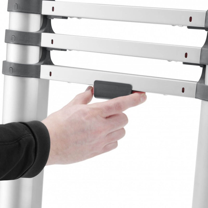 Load image into Gallery viewer, Hailo t80 aluminium telescoopladder 11 treden + stabilisatiebalk 103-322 cm