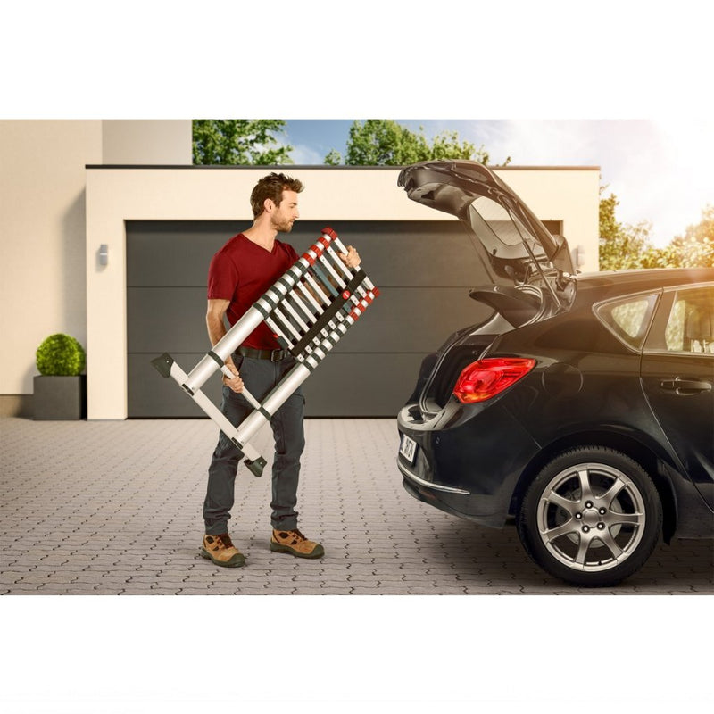 Load image into Gallery viewer, Hailo t80 aluminium telescoopladder 11 treden + stabilisatiebalk 103-322 cm