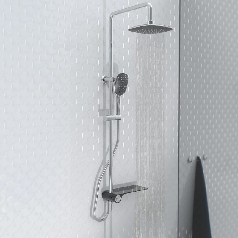 Load image into Gallery viewer, Schütte regendoucheset met zijplateau aquastar chroomkleurig-antraciet
