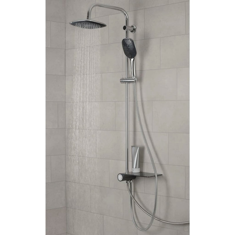 Load image into Gallery viewer, Schütte regendoucheset met zijplateau aquastar chroomkleurig-antraciet