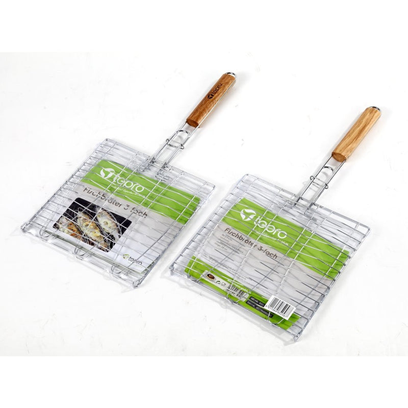 Laden Sie das Bild in Galerie -Viewer, Tepro Tepro 8525 Visklem voor 3 Vissen met Houten Handvat 58cm