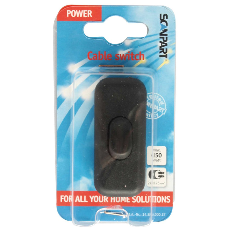 Load image into Gallery viewer, Scanpart snoerschakelaar zwart 1p 2amp