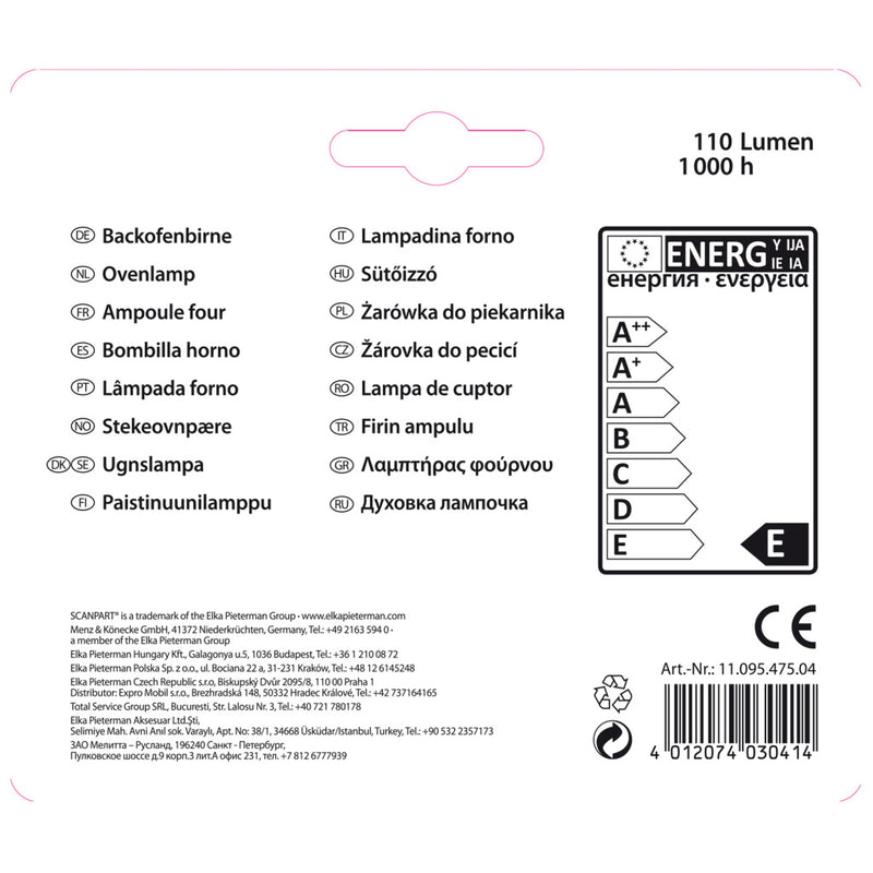 Load image into Gallery viewer, Scanpart ovenlamp e14 15w 300gr buis a2