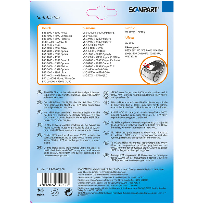 Load image into Gallery viewer, Scanpart bosch siemens bbz8fs1 hepafilter