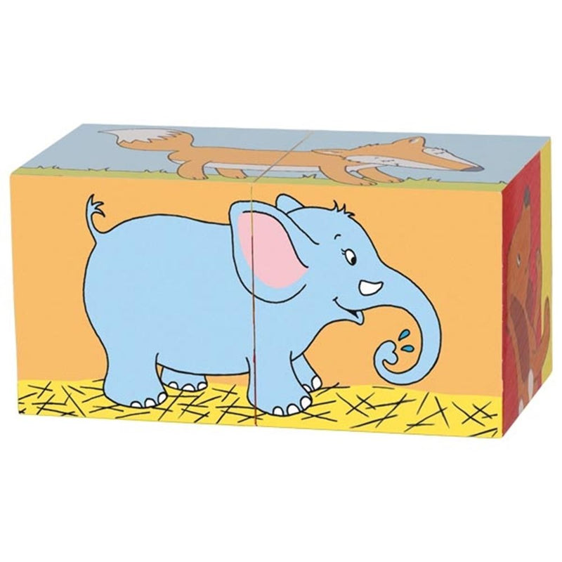 Afbeelding laden in galerijviewer, Goki kubuspuzzel, dieren. 2 delig. 10x5x5 cm.
