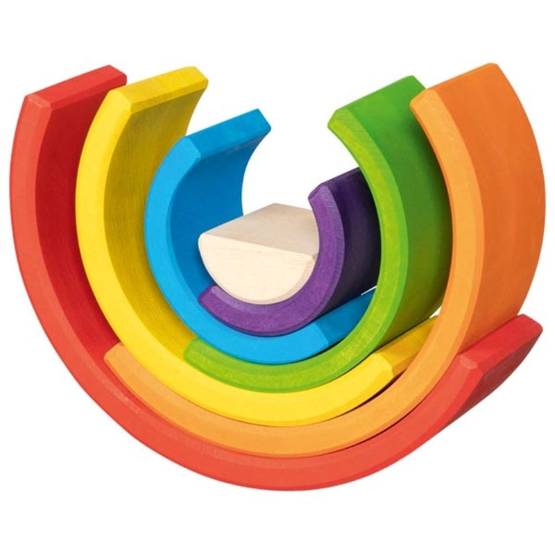 Afbeelding laden in galerijviewer, Goki bouwblokken - kleine regenboog - 7 delen - hout - 2 jaar