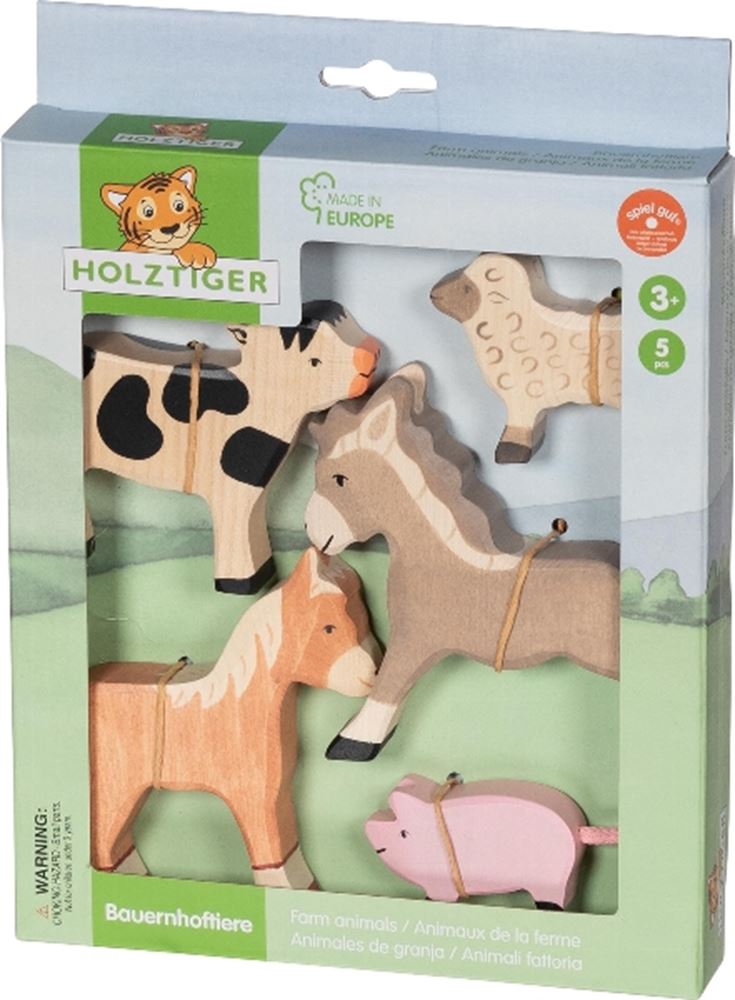 Afbeelding laden in galerijviewer, Holztiger landbouwdieren. 5 delig. 3+