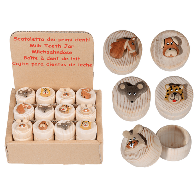 ギャラリービューアに画像をロードする, Dsp houten melktandendoosje. 5 assortie.