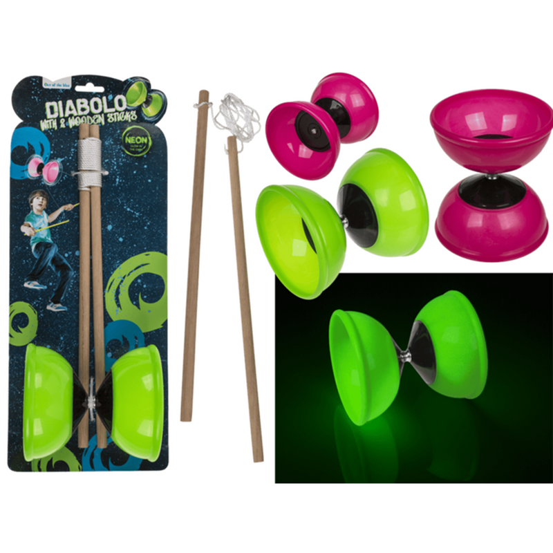 Afbeelding laden in galerijviewer, Diabolo met 2 stokjes, glow in the dark.