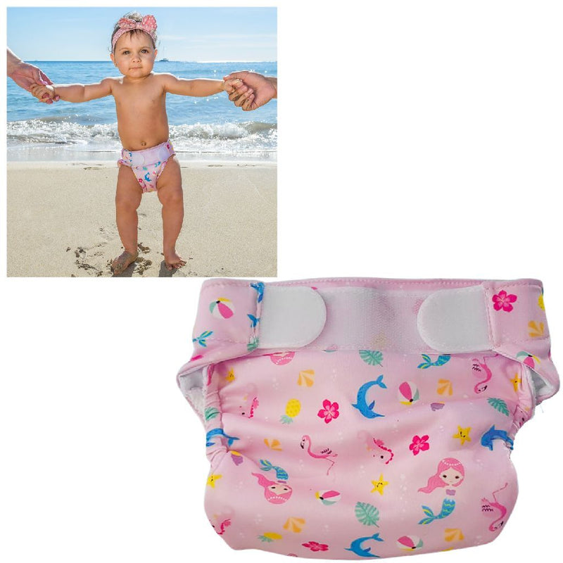 Load image into Gallery viewer, Freds swim academy wasbare zwemluier zeemeermin maat 2 9-16 kg roze