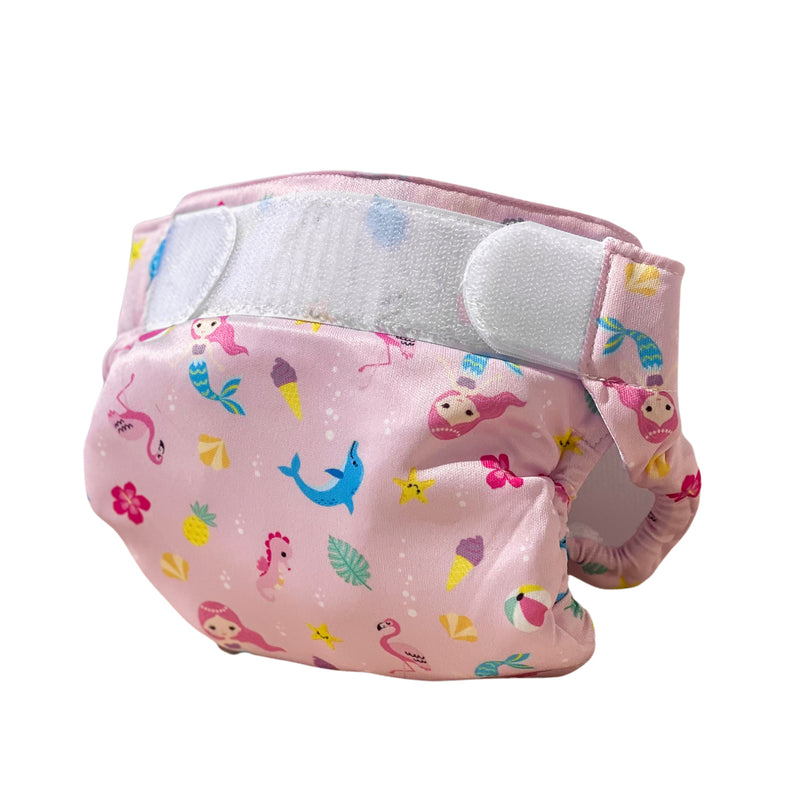Load image into Gallery viewer, Freds swim academy wasbare zwemluier zeemeermin maat 1 4-9 kg roze