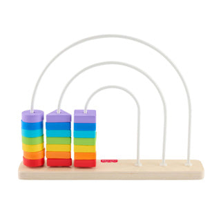 Afbeelding laden in galerijviewer, Fisher-price houten telraam regenboog educatief speelgoed.
