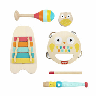 Afbeelding laden in galerijviewer, Mattel fisher price houten speelgoed muziek instrumenten cadeau set
